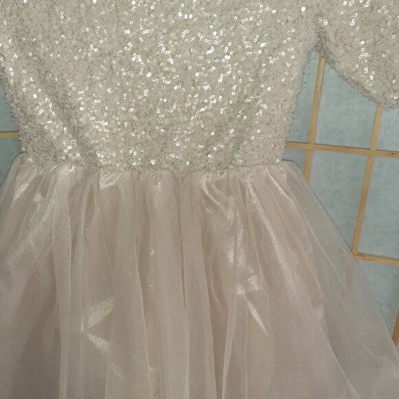 LILT DRESS ROSE GOLD PINK TULLE SHIMMER FORMAL FANCY PARTY HOLIDAY-GIRLS SIZE 8 - Picture 3 of 4